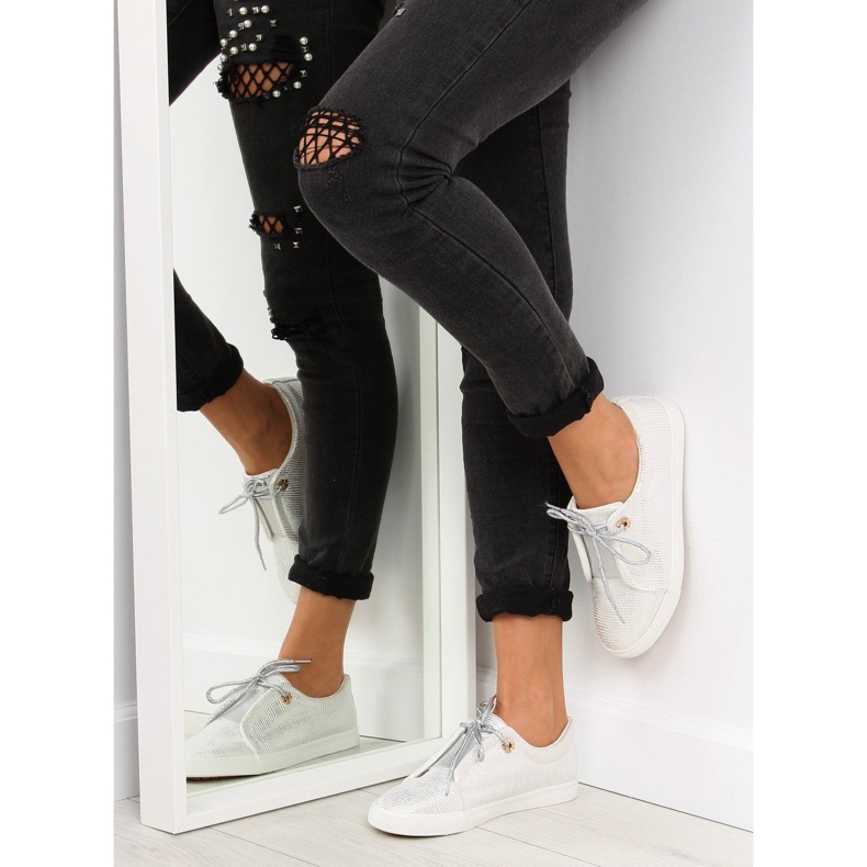 Hopeiset naisten tennarit MB102 Valkoiset harmaa 1