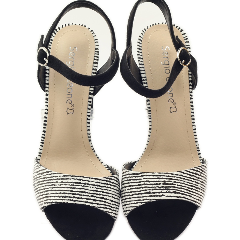 Sandaalit Sergio Leone 820 -tolppassa raidoilla valkoinen musta 4