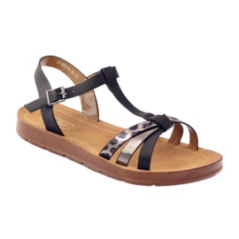 Filippo Naisten sandaalit leopard 103 musta harmaa 1