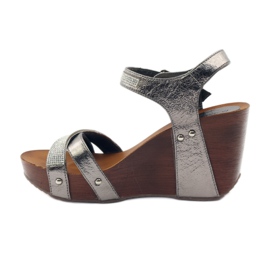 M.Daszyński Daszyński-kiila-sandaalit kuutiozirkonioilla harmaa 2