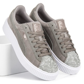 Puma Suede Platform Peblle WN`S harmaa 1