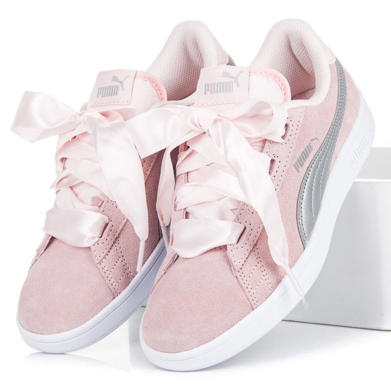 Puma smash V2 ribbon jr vaaleanpunainen 1 Puma smash V2 ribbon jr vaaleanpunainen 1