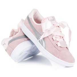 Puma smash V2 ribbon jr vaaleanpunainen 2 Puma smash V2 ribbon jr vaaleanpunainen 2