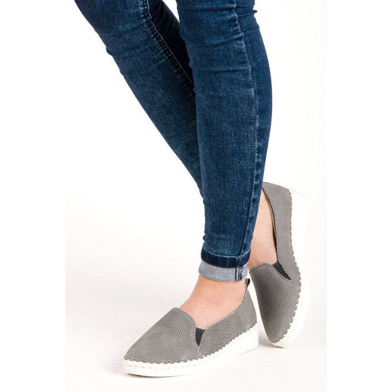 Nahkaiset vinceza-loaferit harmaa 2