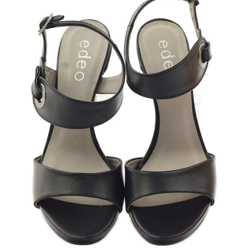 Nahkaiset sandaalit kantapäässä Edeo 3208 musta 4