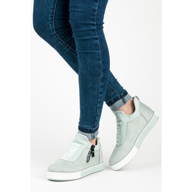 Ideal Shoes Vihreät mokkanahkaiset tennarit 2