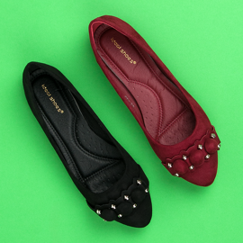 Ideal Shoes Tyylikkäät mustat ballerinat 1