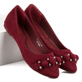 Ideal Shoes Tyylikkäät maroon ballerinat punainen 2