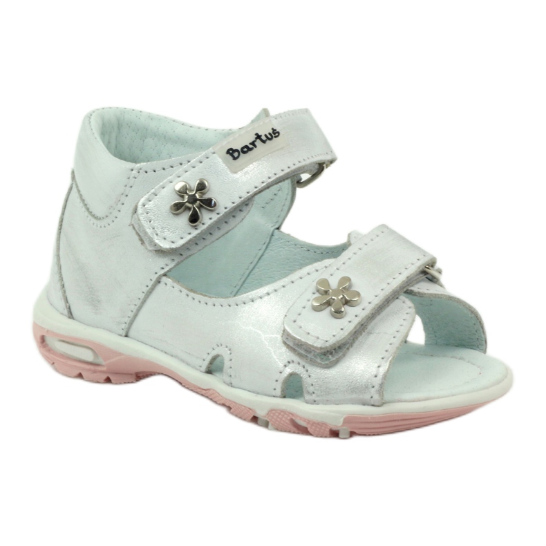 Bartuś joustavat tyttö sandaalit hopeametalliselle tarrana 1