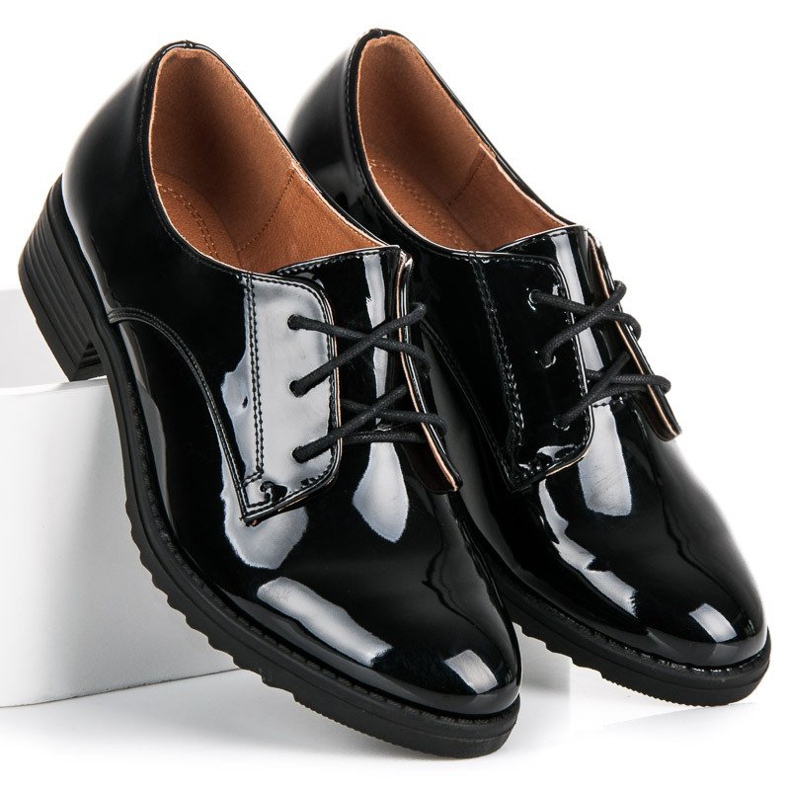 Lovery Tyylikkäät lakatut kengät musta 1