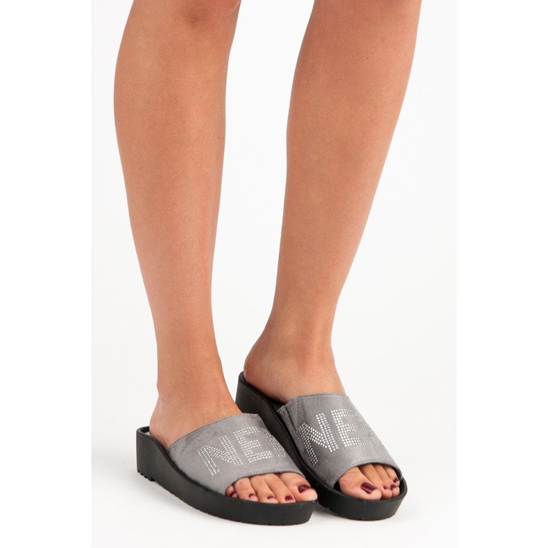 Harmaat mokkanahkaiset vinceza-tossut 1