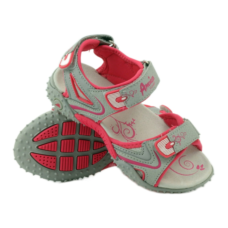 American Club Sandaalit, joissa amerikkalainen 8580 -nahkapohja monivärinen harmaa 3