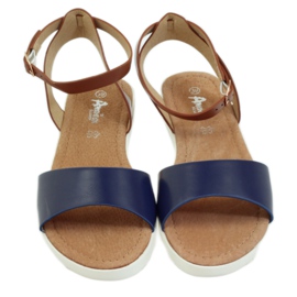 American Club Amerikkalaiset 170621 nahkapohjalliset sandaalit ruskea laivastonsininen 4