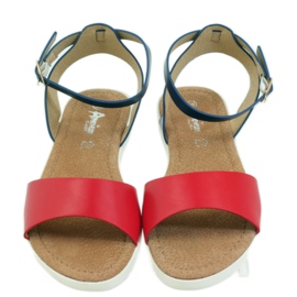 American Club Amerikkalaiset 170621 nahkapohjalliset sandaalit punainen laivastonsininen 3