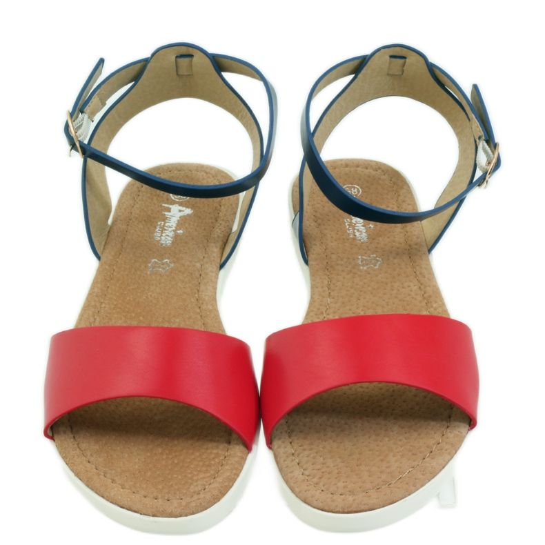 American Club Amerikkalaiset 170621 nahkapohjalliset sandaalit punainen laivastonsininen 3