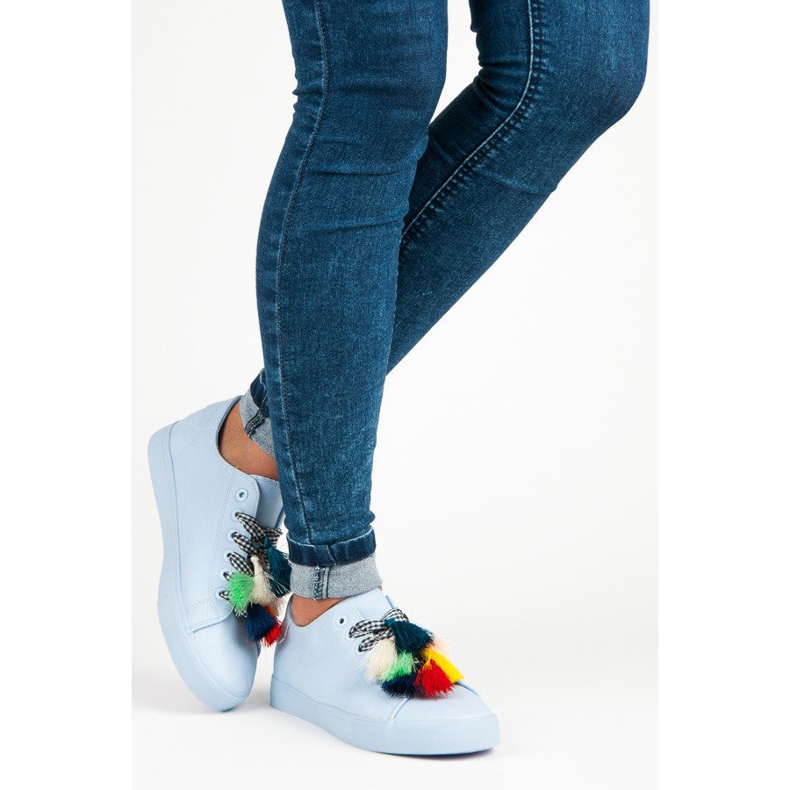 Ideal Shoes Siniset lenkkarit hapsuilla sininen 2