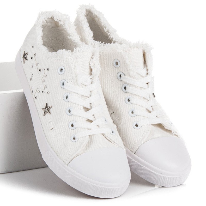 Valkoiset kankaiset lenkkarit valkoinen 2