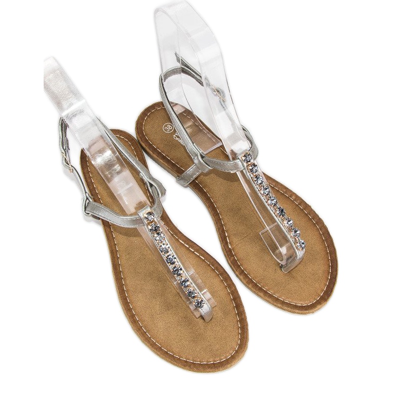 Comer Vaalean hopeiset sandaalit harmaa 2