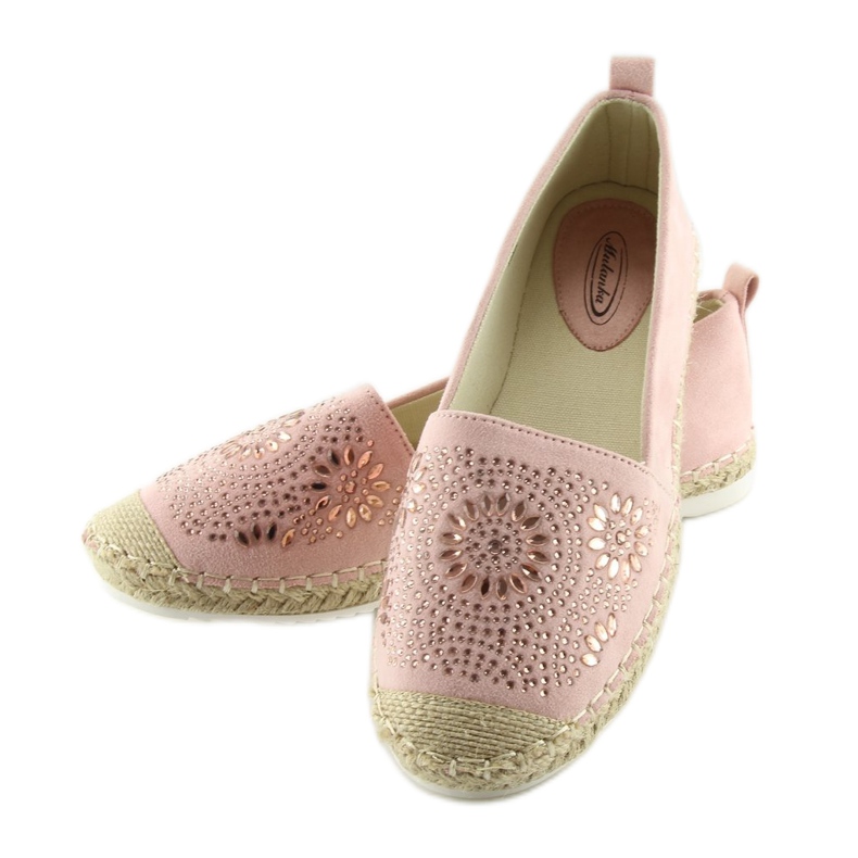 Pinkillä koristellut espadrillit 5599-1 Pink vaaleanpunainen 2