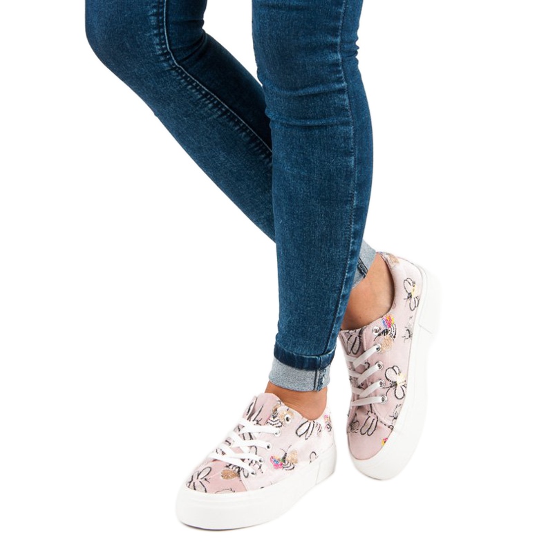 Kylie Velour tennarit alustalla valkoinen vaaleanpunainen 1