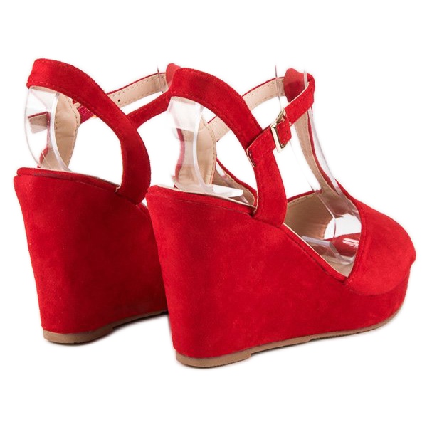 Bella Star Suede kiila sandaalit punainen 2