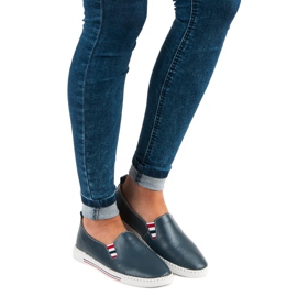 Filippo Tummansiniset nahkaiset sliponit sininen 1