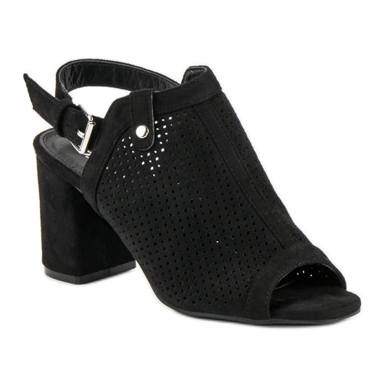 Harjatut sandaalit päällisillä musta 1