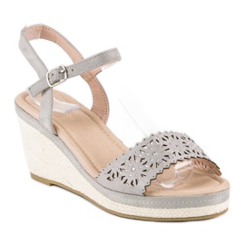 Ideal Shoes Harmaa espadrillit kiilassa 2