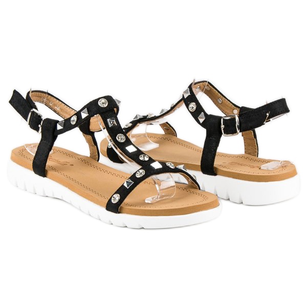 Bestelle Mukavat litteät sandaalit musta 1