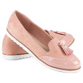 Super Me Vaaleanpunaiset mokasiinit hapsuilla vaaleanpunainen 2