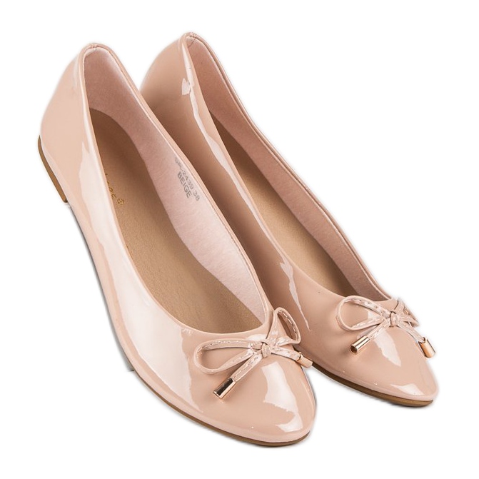 Ideal Shoes Lakatut beige-ballerinat 1