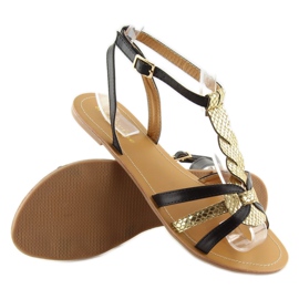 Naisten sandaalit kulta kiiltävä musta 758 musta 1