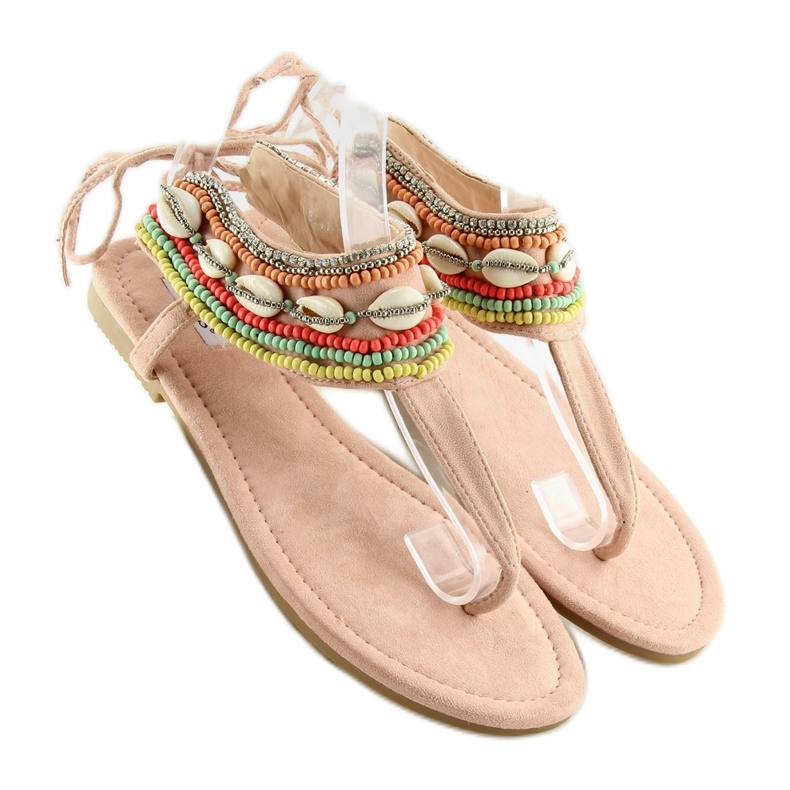 Sandaalit vaaleanpunaisilla helmillä 8241 Pinkki vaaleanpunainen 1