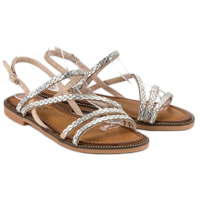 Fama Tyylikkäät litteät sandaalit ruskea 1