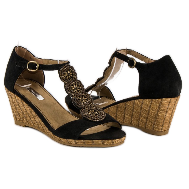 Corina Koristeelliset kiila sandaalit musta 1