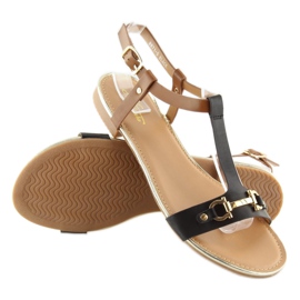 Mustat sandaalit tasaisella pohjalla musta 9871 musta 1