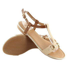 Beiget sandaalit tasaisella pohjalla 9871 Beige 1