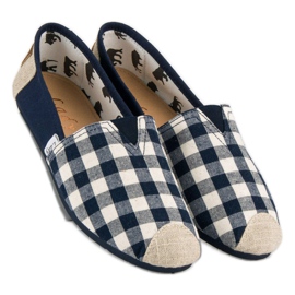 L. Day Tummansiniset ruudulliset sliponit ruskea laivastonsininen 2