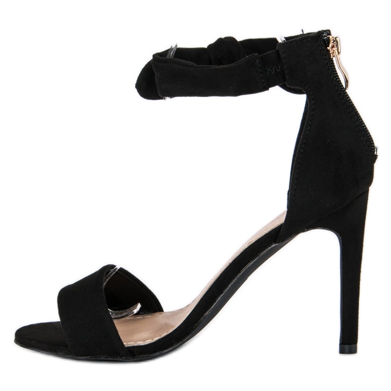 Bestelle Mokkanahkaiset vetoketjulliset sandaalit musta 1