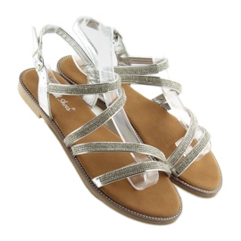 Hopeiset sandaalit kuutiozirkonia K952 hopealla harmaa 2