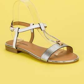 L. Lux. Shoes Valkoiset litteät sandaalit valkoinen harmaa 2