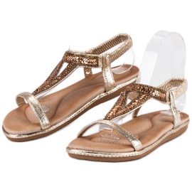 Marquiz Kultaiset litteät sandaalit kuminauhalla kultainen 2