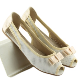Avovarvas valkoiset ballerinat D314 WHITE / L.BEIGE / L.BEIGE valkoinen ruskea 1