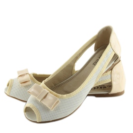 Avovarvas valkoiset ballerinat D314 WHITE / L.BEIGE / L.BEIGE valkoinen ruskea 2