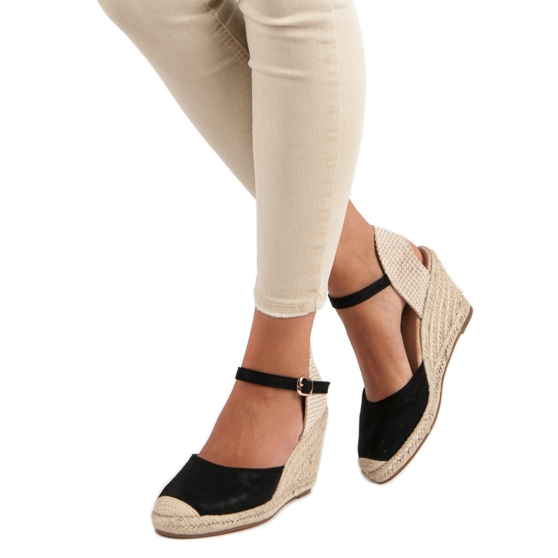 Nio Nio Wedge espadrillesandaalit musta ruskea 1