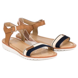 Laura Mode Litteät tekstiilisandaalit ruskea 1