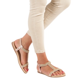 Queentina Litteät sandaalit kuminauhalla vaaleanpunainen 1