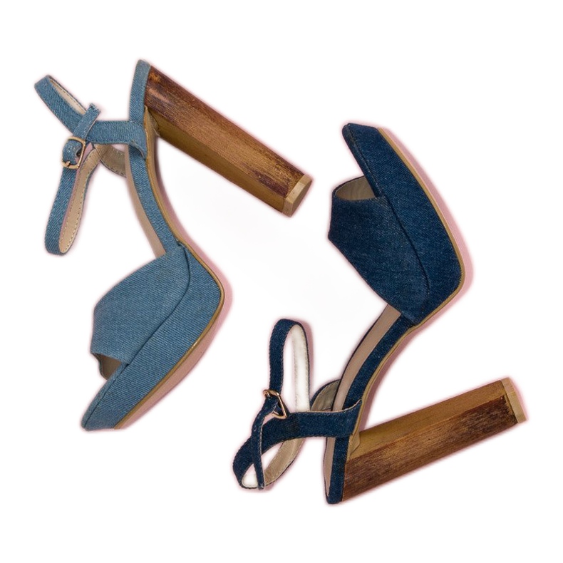 R'S Korkeakorkoiset denim-sandaalit sininen 1