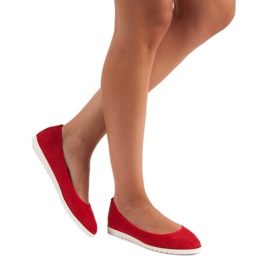 Sun Color Harjatut mokkanahkabalerinat punainen 2