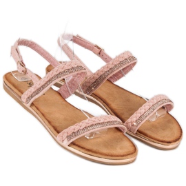 Super Me Mukavat mokkanahkasandaalit vaaleanpunainen 1